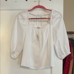 NWT Madewell Puff-Sleeve Babydoll Top, white size 2